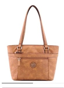 Giani Bernini Pebble Tooling Shoulder Tote Cognac Gold MSRP $119 - Picture 1 of 6