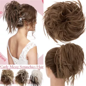 Curly Messy Hair Bun Piece Scrunchie Updo X-Thick Hair Extensions Real As Human - Picture 1 of 43