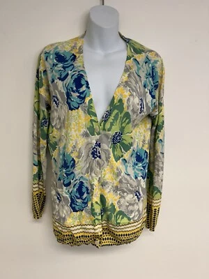 Suéter de punto de algodón floral multicolor Sparrow Anthropologie talla Sm Foto 1 de 4