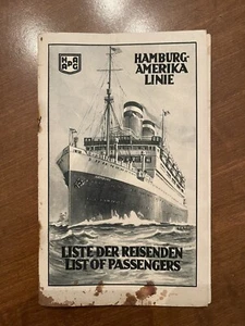 Hamburg Amerika Linie Information book with Passenger List January 4, 1929 Stain - Picture 1 of 5