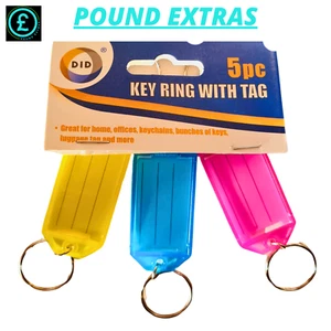 DID Strong Key Rings With Tags, Pack of 5 - Multicoloured Key Organisation Fobs. - Bild 1 von 18
