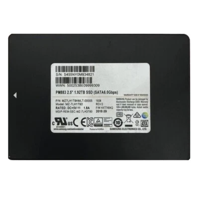 Samsung PM883 1.92TB SSD 2.5" SATA III 6Gbps MZ-7LH1T90 MZ7LH1T9HMLT-000K2. - Image 1 of 3