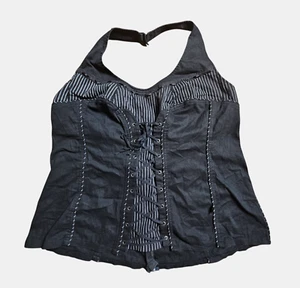 De colección Tripp NYC Halter Bustier Corsé Top 4X Ojales Gótico Emo Punk Y2K Grunge - Imagen 1 de 7