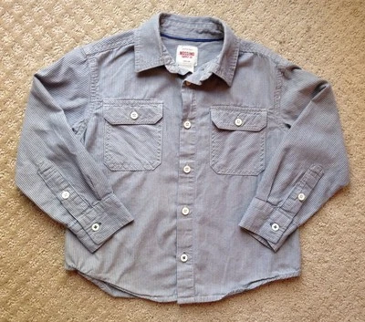 Boy's Mossimo Blue Striped Long Sleeve Button Front Shirt-Size XS 4/5 - Image 1 of 2