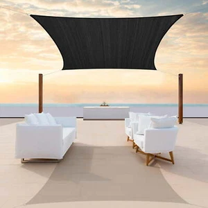 Colourtree Black Custom Size Rectangle Sun Shade Sail Canopy Fabric Cover Patio - Picture 1 of 10