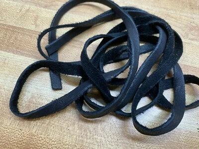 Two (2) Black Color Tanned Deer Leather Lace 72" X  1/4 "   3 Oz. - Image 1 of 3