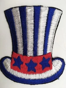 Vintage Uncle Sam Zylinder Aufnäher Sterne und Streifen patriotisch 70er Jahre - Bild 1 von 5
