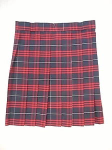 Gonna uniforme a pieghe coltello blu scuro e rosso per ragazze 1/2&Jr. Taglie 7 1/2 -38 Jr. - Foto 1 di 4