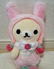 San-X Korilakkuma Strawberry Plush 7.8in Pink Rabbit Bunny Rilakkuma Tag VG