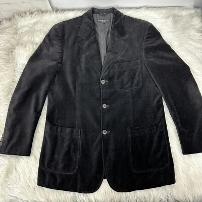 Abrigo de fiesta Kenneth Cole New York para hombre negro vintage años 90 tres botones terciopelo 40 Foto 1 de 4