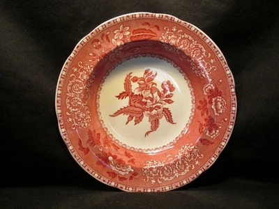 Spode Camilla Red Rim Soup Bowl Made in England - Image 1 of 2