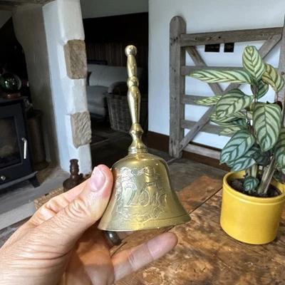 Vintage Brass Small Bell Table Dinner Bell Desk School Church Bell 25th Detail - Image 1 of 4