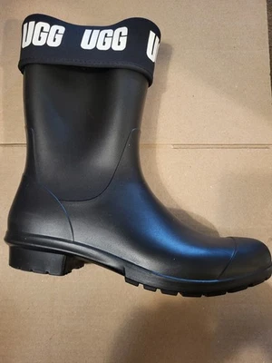 UGG Limited Edition Rain Boots Women Size 8 Black & White Logo - Image 1 of 4