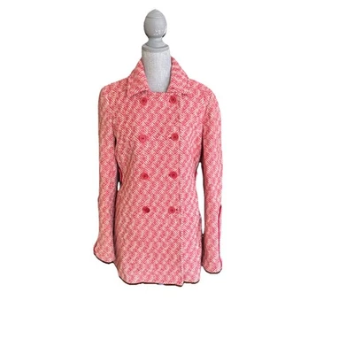 Chaqueta Abrigo Coach Tweed Espiga Lana Mohair Rosa Guisante Talla 12 Foto 1 de 4