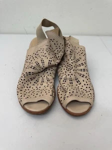 Sheridian Mia Marta Perforated Tan Leather Strappy Wedge Heel Womens Size 38 EU - Picture 1 of 6