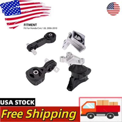 Set of 4 Engine Motor& Trans Mount Set For 2006-2010 Honda Civic 1.8L Auto Trans Foto 1 de 4