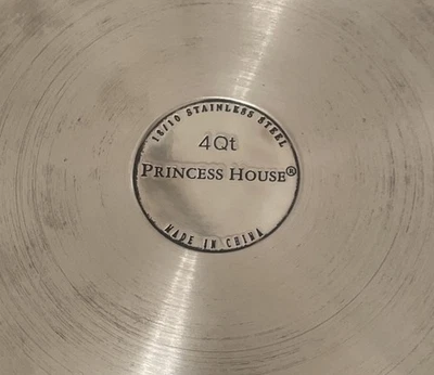 Olla de acero inoxidable Princess House de 4 cuartos de galón 18/10 cacerola de fondo pesado con tapa Foto 1 de 4