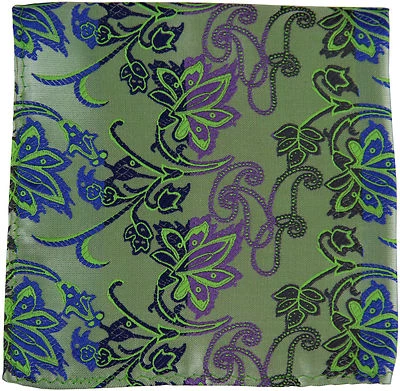 Nuevo pañuelo cuadrado de bolsillo tejido de polietileno Milani para hombre solo floral azul púrpura azul marino Foto 1 de 2