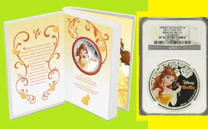 2015 Niue 1 Oz Colorized Silver $2 Disney Princess BELLE NGC PF 70 UC  OGP - Picture 1 of 5