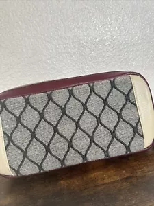 Bracher Emden Handbag Clutch Bag Grey Weave Burgundy Leather RRP£1390 M4 - Picture 1 of 10