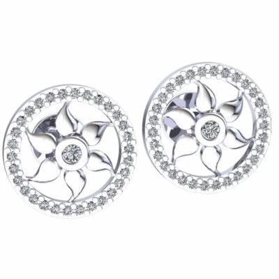 Aretes con halo de diamantes de corte redondo genuinos de 0,2 quilates de oro macizo de 14 quilates para dama Foto 1 de 4