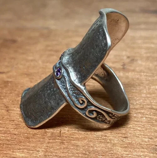 Anillo Shablool único Israel plata esterlina con amatista talla 7,5 Foto 1 de 4
