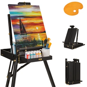 Portable Wooden Folding French Easel Adjustable Sketch Box Tripod W/ Drawer - Picture 1 of 10