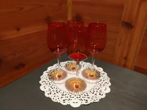 1 SET 4 GROSSE KLARE FUSS GROSSE BERNSTEIN GLAS KRISTALL STIELGLÄSER/WEINGLÄSER - Bild 1 von 9