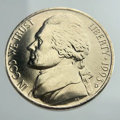 1993 D United States Jefferson Nickel 5 Cents KM#A192 Uncirculated Coin BB345 - Image 1 of 4