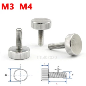 Flat Head Knurled Thumb Screws A2 Stainless Steel M3 M4 Thumbscrews - Picture 1 of 5