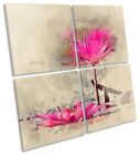 Pink Water Lily Foral MULTI CANVAS WALL ARTWORK Square Art