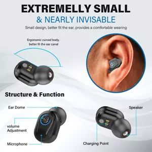 Mini Digital Wiederaufladbare Hörgeräte unsichtbar im Ohr Sound Sprachverstärker - Bild 1 von 19
