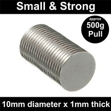 Super Strong Magnets (10mm x 1mm) Powerful * 0.5Kg PULL* Thin Small Disc Magnet