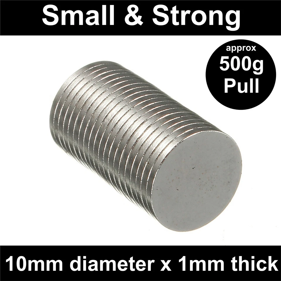 POWER MAGNET STORE Super Strong Magnets (10mm x 1mm) Powerful * 0.5Kg PULL* Thin Small Disc Magnet