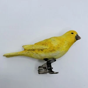 Vintage gelber Kanarienvogel Porzellan Clip-on Weihnachtsschmuck 3" Japan - Bild 1 von 8