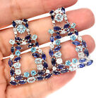 Sky Blue Topaz, blue Sapphire & Cubic-Zirconia Earrings Silver 925 Sterling