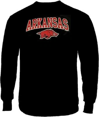 Arkansas Razorbacks Men's Black Collegiate Arched Long Sleeve T Shirt - Image 1 of 4