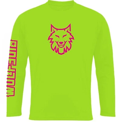FL GREEN long  sleeve bike Jersey by Wolfride®, Cycling bright mountain tshirt - Image 1 of 2