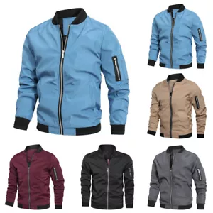 Abrigo delgado informal primavera otoño con cremallera completa para hombre - Imagen 1 de 17