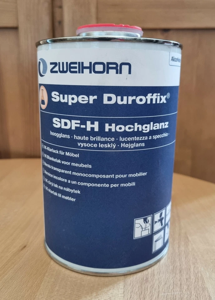 Super Duroffix SDF-H von Zweihorn Möbellack Nitrolack Hochglanzlack - 1 Liter - Bild 1 von 1