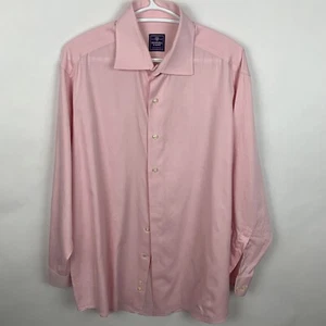 Cromwell & Sons Mens Button Front Shirt Size16.5 Long Sleeve Pink Cotton Casual - Picture 1 of 5