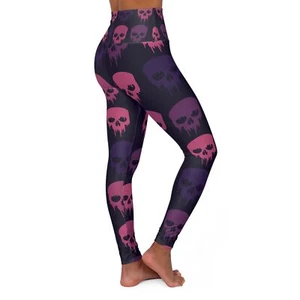 Halloween - High Waisted Yoga Leggings (AOP) - Skulls - Picture 1 of 25