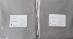 2 Pottery Barn SILK DUPIONI 2-IN-1 Pole Top BLACKOUT Drapes 104x96~PLATINUM GRAY - Picture 1 of 2