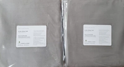 2 cortinas Pottery Barn SEDA DUPIONI 2 EN 1 poste superior BLACKOUT 104x96 ~ GRIS PLATINO Foto 1 de 2