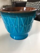 cache pot ancien en céramique bleue 