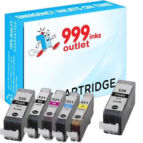 Compatible Printer Ink Cartridges Replace Canon PGI-520 & CLI-521 - 6 Pack - Image 1 of 1