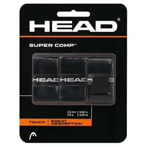 Super Comp Racquet Overgrip - 3-Pack with Tape, Black Color - Picture 1 of 5