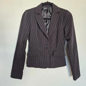 XOXO Pin Stripe Short Single Button Blazer Women's S Academia Office Siren Y2K - Picture 1 of 11