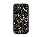Black and Gold Small Leopard Print Rubber Phone Case Spots Safari Pattern F646