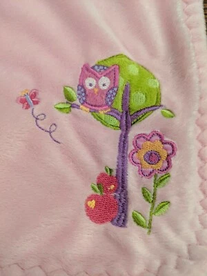 OWL in Tree KOALA Baby Pink Blanket Plush Minky Girls Lovey Replacement EUC - Image 1 of 4